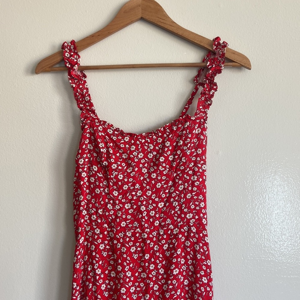 Maxi red floral summer dress